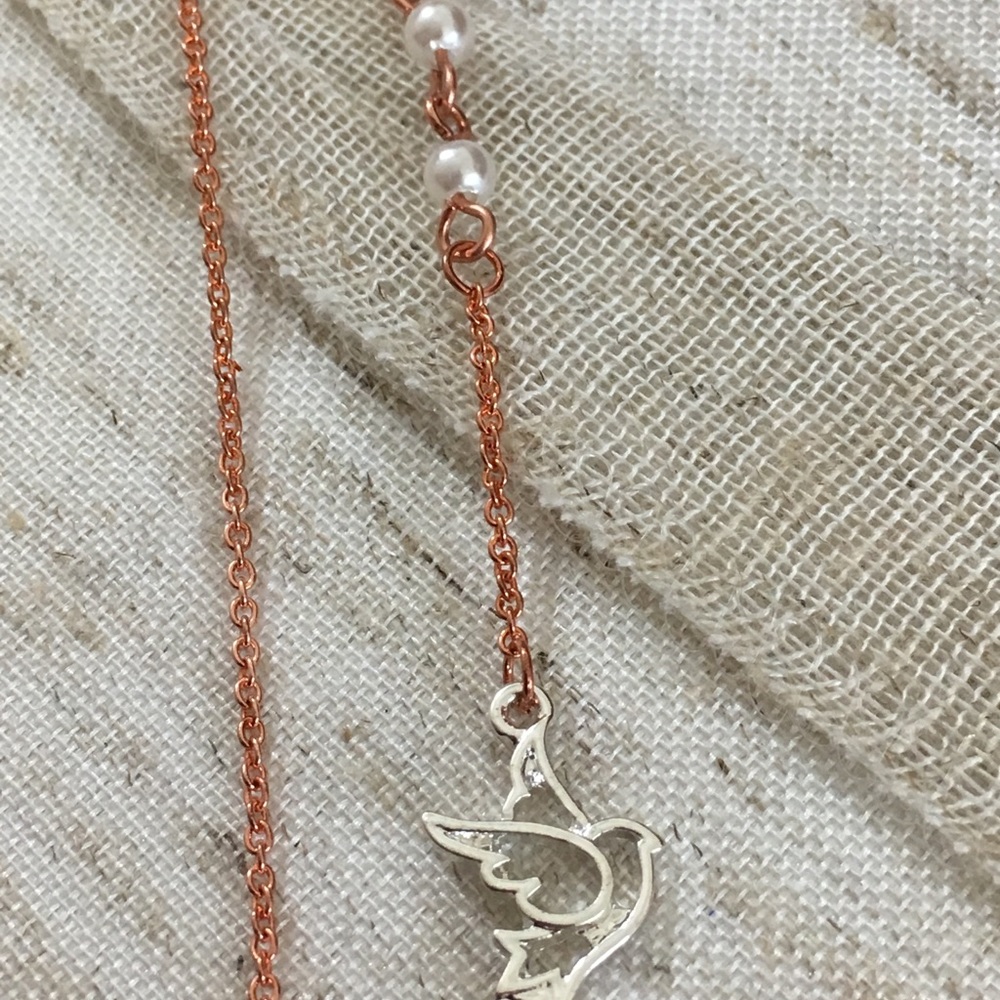 Rose Gold Dove Pearl Dainty Necklace